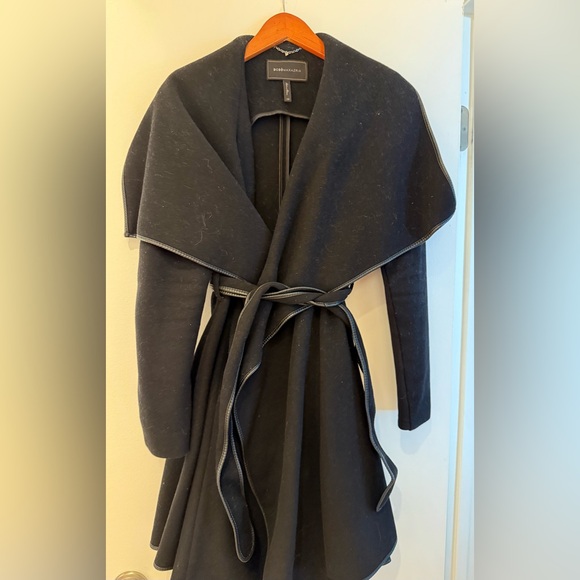 BCBG Black Wrap Sweater with Silver Trim - Picture 1 of 3
